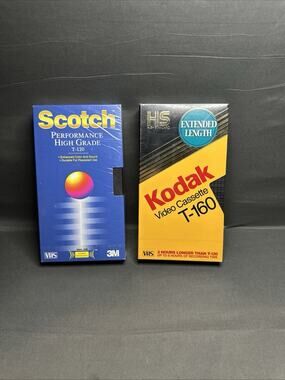 Lot of 2, SCOTCH VHS TAPE, & KODAK T-160 FACTORY SEALED